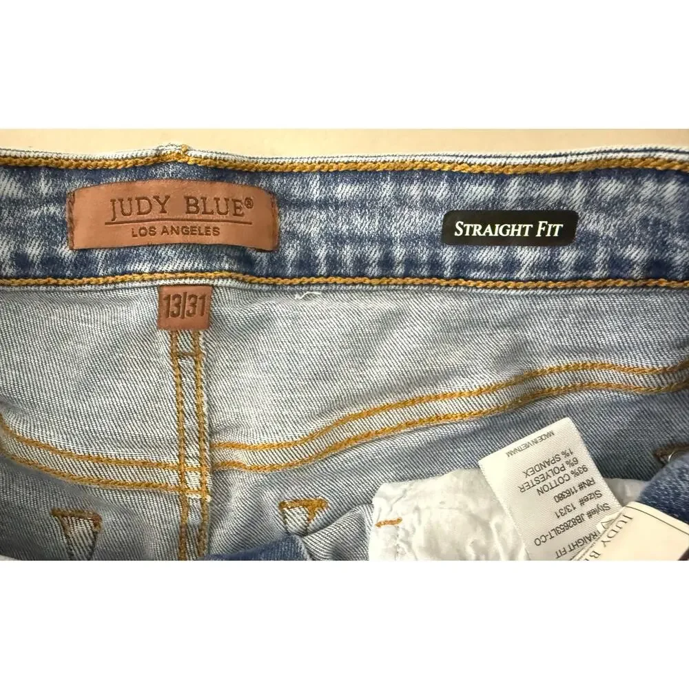 Judy Blue Stonewell High Rise Straight Leg Jeans Light Wash Size 13/31 Stretch - Picture 8 of 13